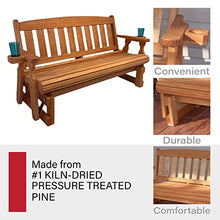Amish Heavy Duty 800 Lb Mission Pressure Treated Porch Glider with Cupholders (4 Foot, Cedar Stain)