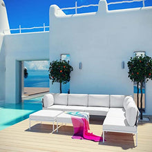 Modway Harmony Aluminum Outdoor Patio Furniture 8-Piece Sectional Sofa Set in White White