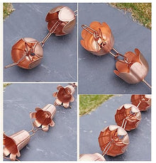 EliteBloom Copper Rain Chains, Rain Catcher Replacement Downspout, Eaves Drainage Courtyard Eaves Decor Rain Catcher Chain for Garden Villa,Style4-24m/8ft