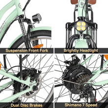 GELEISEN Electric Cruiser Bike 26" 750W 14.5Ah Green