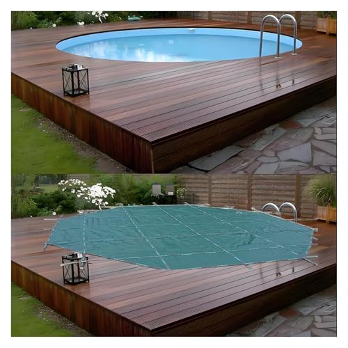 HAIXHX Round Pool Safety Cover for Wood Deck, Heavy Duty Winter Inground Swimming Pools Covers, 8 10 12 14 15 18 21 24 28 30 32 Foot Home Pool Protector Covering(Green,27 Foot)