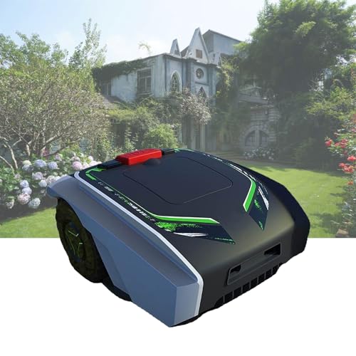 Kindevieft Automatic Robotic Lawn Mower, Robot Lawnmower for Lawns up to 1500㎡ with 25% Slope, Satellite Navigation Lawn Mower Robot for Large Lawns, Ultra Quiet,Black