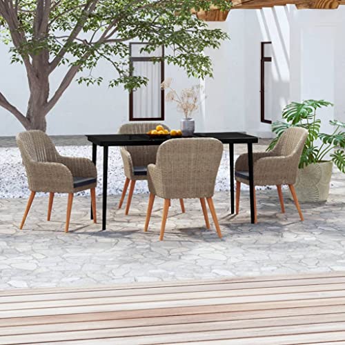 DYRJDJWIDHW Clearance Outdoor Furniture Sets,muebles para patios exteriores,5 Piece Patio Dining Set with Cushions BrownSuitable for Patio, Garden, Gazebo Low