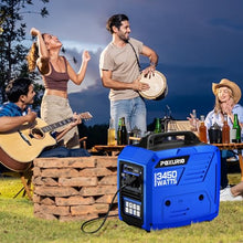 POXURIO 3450-Watt Dual Portable Inverter Generator for Camping & RV, 1.6 Gallon Gas Tank for 8.3 Hours Use, 120V Gas Powered Generator Ultra-Quiet Operation, EPA Compliant, Blue