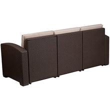 Flash Furniture Faux Rattan Outdoor Sofa, Brown