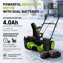 HASORVLUK Cordless Snow Blower, Brushless Motor, 20 Inch Clearing Path 2Bat