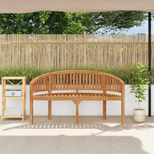 KGTKGTYER Banana Bench 59.4 inch Solid Teak Wood 3-Seater Patio Garden Seat Outdoor Furniture