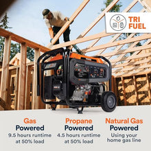 Generac 12,500 Starting Watt Tri-Fuel Portable Generator, Electric Start