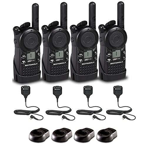 Motorola Solutions 4 x CLS1110 UHF 1W 1-Channel 2-Way Radio + 4 x HKLN4606 Remote Speaker Mic Bundle Black