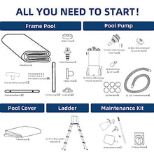 BlueBay Above Ground Swimming Pool Set 15ft x 48in with 1000 GPH Filter Pump, Cover, Ladder, Maintenance Kit Gray Frame