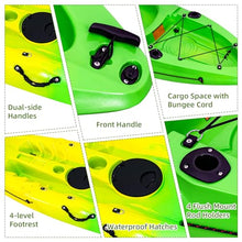 ProMaintain 9.68FT Fishing Kayak with Paddle, Sit on Top Design, 308LBS Capacity Green Yellow