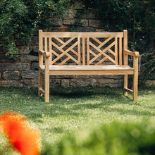 Ash & Ember Summit Grade A Teak Bench, Seats 2 People Comfortably, Weather Resistant Indoor Outdoor Solid Wood Patio Furniture with Tightly Spaced Slats, Bowed Back, Armrests (5')