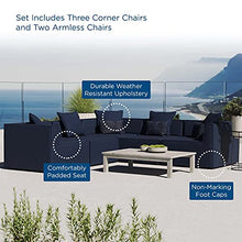 Lounge Sectional Sofa Set, Fabric, Blue Navy, Modern, Outdoor Patio Balcony Cafe Bistro Garden Hotel