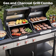 Charcoal & Gas Grill Combo with Cast Iron Grate & Plate