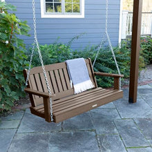 highwood Made in the USA Bodhi 10' x 10’ Pergola with 5’ Lehigh Porch Swing, Weathered Acorn