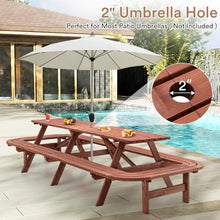 Zevemomo 14-16 Person Wood Picnic Table, Rectangular Top with Umbrella Hole