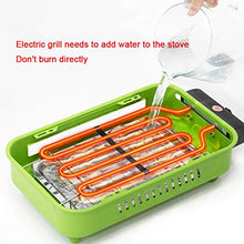 NEWCES Barbecue Desk Indoor Outdoor Electric Carbon Barbecue Grill Electric BBQ Smokeless Grill with Legs 1800W Adjustable Thermostat Removable Washable Plates 18.5 X 9.8 Green Tabletop Barbecue