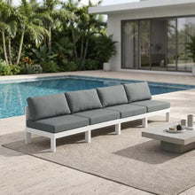 Outdoor Escape Gray Fabric Outdoor Patio Modular Sofa with Contemporary Style, Comfortable Seating, Durable Material, 150-Inch Width
