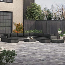 BUKSCYJS Patio Couch, Patio Lounge Chairs, 12 Piece Patio Lounge Set with Cushions, Robust and Durable Suitable for Porch, Balcony or Other Outdoor Space Poly Rattan Gray