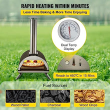 Stainless Steel Pizza Oven 12" Wood Fired Oven with Feeding Port Portable Wood Pallet Pizza Maker for Outdoor Cooking Durability, Efficience