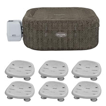 Bestway SaluSpa AirJet Inflatable Square Hot Tub with 6 Non-Slip Adjustable Pool Seats Brown