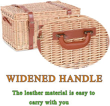 Storage Basket,Wicker Picnic Sets for 4 Persons, Outdoor Hand Woven Fruit with Utensils Cutlery & Mat, for Family,Party,Camping
