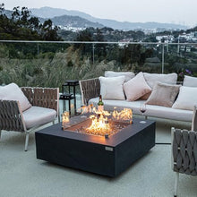 Roraima Concrete Fire Pit 40" x 40" Outdoor Patio Firepit Includes Fire Glass Modern Fire Pits & Outdoor Fireplaces for Garden, Deck, Indoor & Outdoor Heating