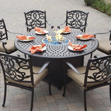 Signature 60 Inch Propane Fire Pit Dining Table by Darlee - Antique Bronze