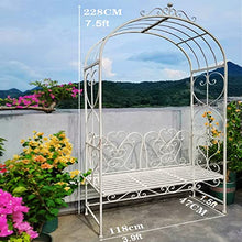 Garden Arch with Seating, 2.28m High X 1.18m Wide Arbor Trellis Arbour Archway, for Climbing Plants Roses Vines Support Rack, Pergola Outdoor Garden Lawn Backyard