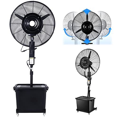 JDXQBLD Adjustable Height Misting Fan Outdoor Patio, 3 Wind Modes Outdoor Fan Misters for Cooling, Industrial Standing Fan with Mist, Black，81cm/31.9in