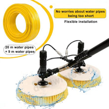 Solar Panel Cleaning Brush with Pole,Battery Powered Outdoor Solar Panel Cleaning Kit,25.5in Dual Head Water Fed Brush,Aluminum Telescopic Cleaner for Bird Droppings,Dust&Large PV Systems 7.5m/24ft