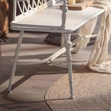 GRFIT Outdoor Bench Vintage Iron Bench, Backrest for Patio, Garden, Cafe, Double Chair, Leisure Chairs for Balcony, White Garden Bench