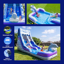 HeroKiddo 16ft Dolphin Commercial Inflatable Water Slide with Blower