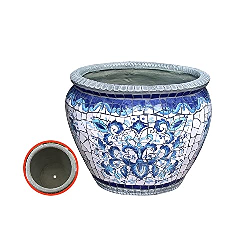 ZOCWJK Large Flower Pots Characteristic Mexico Ceramics Outdoor Plant Pot Creative Color Process Pattern Ceramic Bonsai Pot Villa for Villa Corridor Aisle Colorful Planter,51 * 39cm