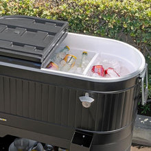 Permasteel 120-Qt Rolling Ice Chest, Portable Patio Party Bar Drink Cooler Cart with Wheels, Drink Dividers - Perfect for Outdoor or Indoor Entertaining, and Parties, Black