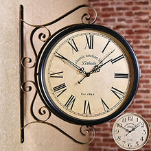 UWYTGF Wall Clock Art Clock Outdoor Garden Clocks, Station Clock Double-Sided Hanging Clock Wall Clock Retro Vintage Station Clock Outdoor Clocks for Patio - Vintage Clock Wall Deco,h