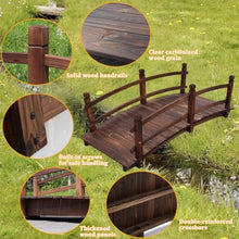 TT-YEL Decorative Pond Bridge Landscape, Wooden Curved Bridge with Safety Railings, Outdoor Pond Bridge Pedestrian Wooden Bridge for Garden, Creek, Brown,Total Length 180cm