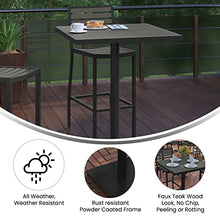 BizChair Commercial Grade Bar Height Patio Table, Indoor/Outdoor Bistro Table with Poly Resin Slats, 30" Square, Gray Wash