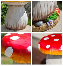 AUQMTAIN Mushroom Statue Table Stool, Resin Creative Landscape Sculpture Decoration, Yard Lawn Pond Ornament (Mushroom Table Set)