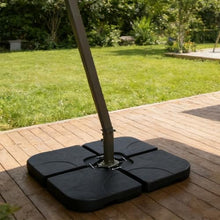 roomfitters Heavy Duty Offset Patio Umbrella Stand, Refillable Cantilever Base 4-Piece HDPE Panel Set with Secure Lock Pins, Black