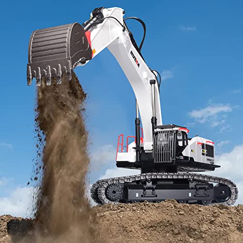 HuiNa RC Excavator 1:14 Metal Remote Control Digger White