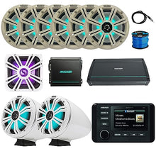 KICKER KMC4 Marine Bluetooth Receiver with 6x8" 300W Multicolor LED Speakers and 10" Subwoofer