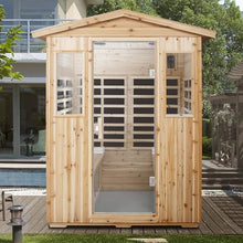 GDFStudio 69.29" 4 Person Outdoor Far Infrared Sauna Old Fir Cabin Waterproof 2050W Low EMF 8 Panel Heater 110V/120V Bluetooth Audio Ambient Light LCD Control Home Spa Room