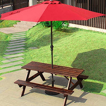 ELUKHT 47-inch Wood Outdoor Table and Bench Set, Outdoor Parasol Patio Patio Solid Wood Conjoined Dining Table, Used for Garden bar Patio Picnic Tables and Benches (Carbonized Color)