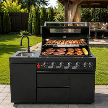 Chery Industrial 63-Inch 6-Burner 85000 BTU Black Propane Grill Island