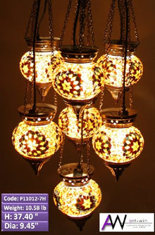 ON Sale Art-Win Lighting P11012-7H 7-Light Brown Handmade Turkish Mosaic Pendant