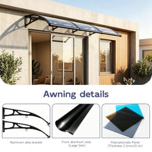 Window Awning Door Awnings, Aluminum Alloy Large Sink Front Door Awning Canopy, Polycarbonate Cover Modern Door Canopy, UV, Rain, Snow Protection-120x260cm/47x102in-Gray