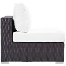 Modway Convene Wicker Rattan Outdoor Patio Sectional Sofa Armless Chair in Espresso White