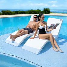VEVOR Pool Lounge Chairs, Set of 2 Chaise Lounger, Water Weighted in-Pool Lounger Chairs for up to 9" Water Depths, Anti-Floating Patio Furniture with Cup Phone Holders for Sun Shelf & Tanning Ledge