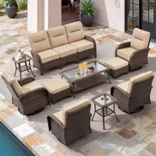 PONDET 10-Piece Patio Furniture Set Swivel Chairs with 6" Thick Cushions